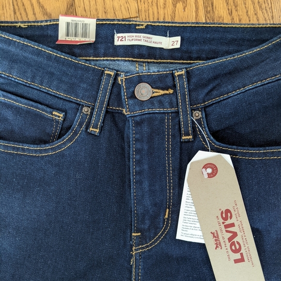 NWT New with tags Levi's high rise dark indigo skinny jeans 721 - Picture 8 of 8